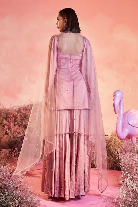 Parul Gandhi Sequins Flora Fantasy Embellished Kurta Sharara Set 