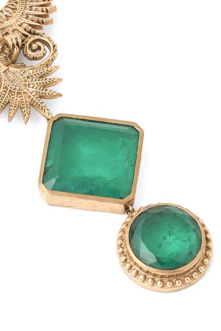 Shop_Cosa Nostraa_Gold Cut Work, Stones Jwala-e-jung Embellished Brooch_Online_at_Aza_Fashions