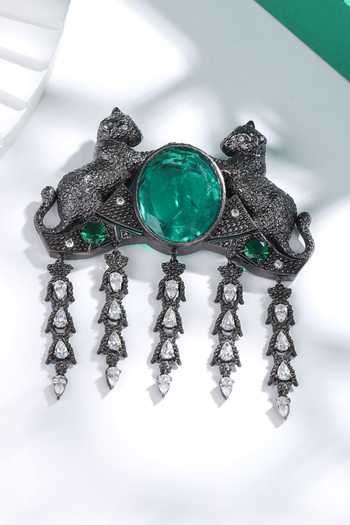 Cosa Nostraa Tez Cheetah Carved Work Brooch 