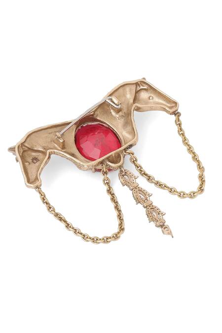Buy_Cosa Nostraa_Gold Crystals Shaahi Sawaar Glass Stone Embellished Brooch 