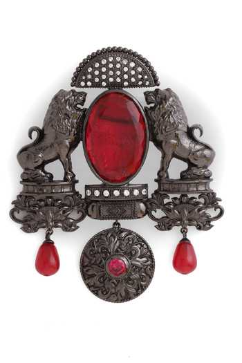 Buy_Cosa Nostraa_Grey Crystals Sher-e-khaas Embellished Brooch _Online_at_Aza_Fashions