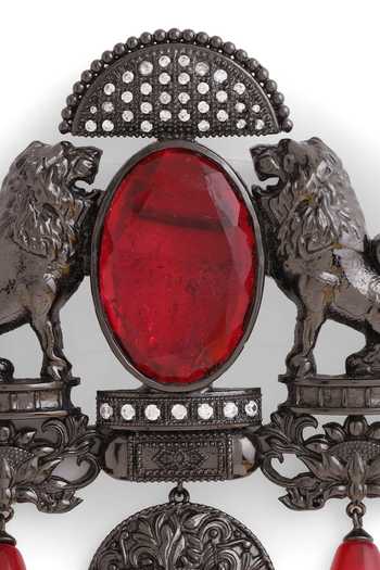Shop_Cosa Nostraa_Grey Crystals Sher-e-khaas Embellished Brooch _Online_at_Aza_Fashions