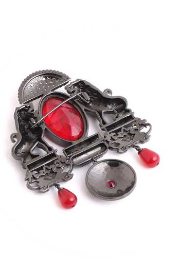 Cosa Nostraa_Grey Crystals Sher-e-khaas Embellished Brooch _at_Aza_Fashions