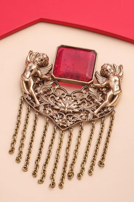 Cosa Nostraa Jadui Naginey Glass Stone Embellished Brooch 