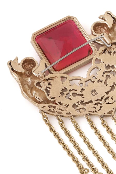 Buy_Cosa Nostraa_Gold Crystals, Chains Jadui Naginey Glass Stone Embellished Brooch 