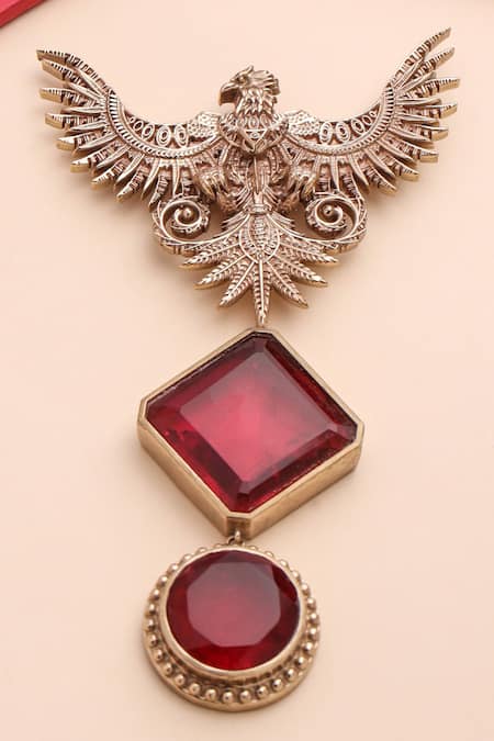 Cosa Nostraa Jwala-E-Jung Glass Stone Embellished Brooch 