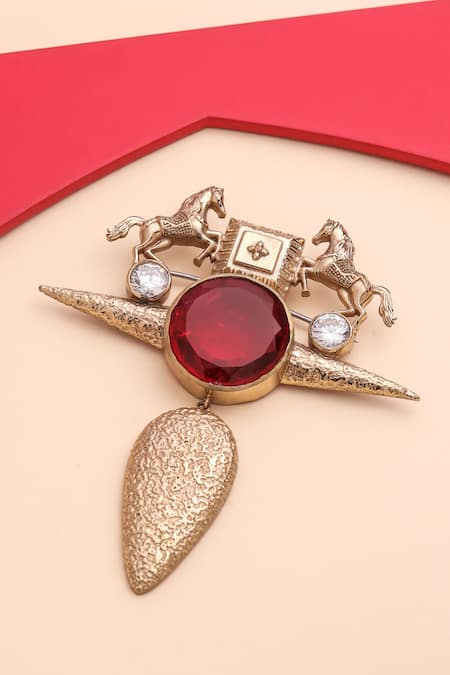 Cosa Nostraa Sawaar-E-Shaan Glass Stone Embellished Brooch 