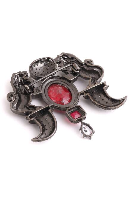 Shop_Cosa Nostraa_Gold Crystals Shehenshah-e-jungle Embellished Brooch _Online_at_Aza_Fashions