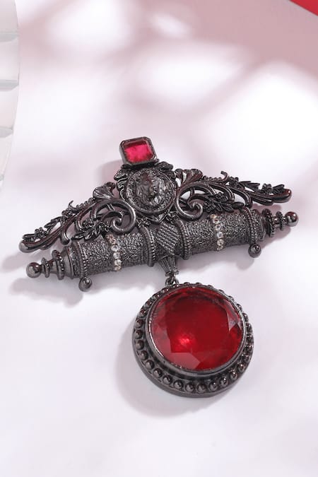 Cosa Nostraa Ada-E-Khaas Embellished Glass Stone Brooch 