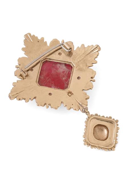 Shop_Cosa Nostraa_Gold Diamonds Laal Ishq Embellished Brooch _Online_at_Aza_Fashions