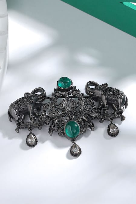 Cosa Nostraa Shaahi Haathi Carved Work Brooch 