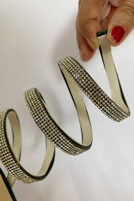 Ciel Green Rhinestones Sia Wrap Around Strap Heels Online at Aza Fashions Ciel_Green Rhinestones Sia Wrap Around Strap Heels _Online_at_Aza_Fashions