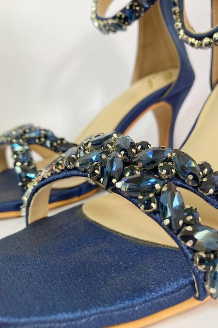 Buy_Ciel_Blue Crystals, Diamonds Jewel Embellished Strap Heels _Online_at_Aza_Fashions