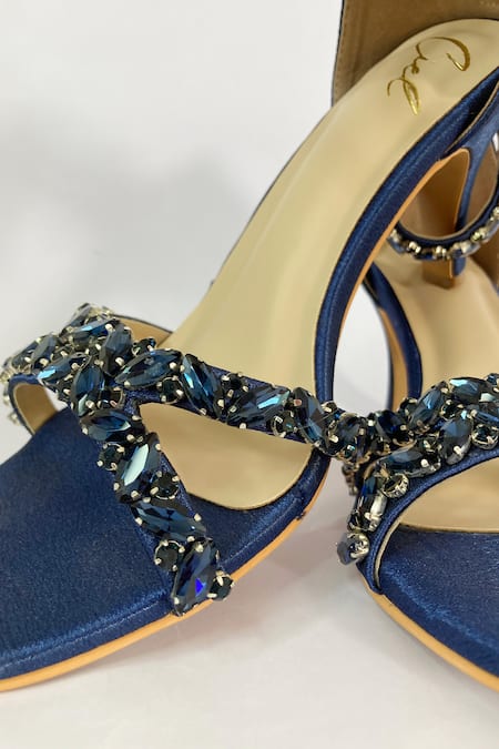 Shop_Ciel_Blue Crystals, Diamonds Jewel Embellished Strap Heels _Online_at_Aza_Fashions
