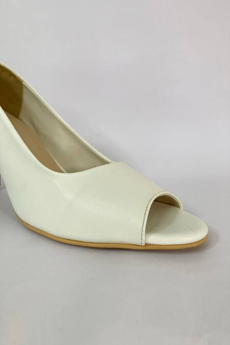 Buy_Ciel_White Diamonds, Crystals Stone Embellished Peep Toe Pumps _Online_at_Aza_Fashions