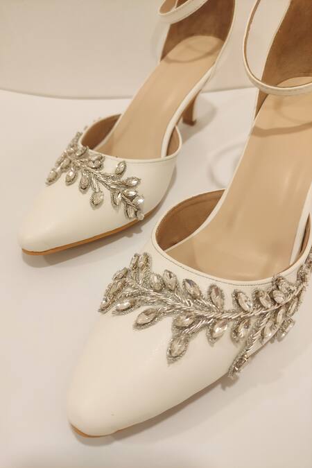 Ciel_White Crystals Olivia Mule Heels _Online_at_Aza_Fashions