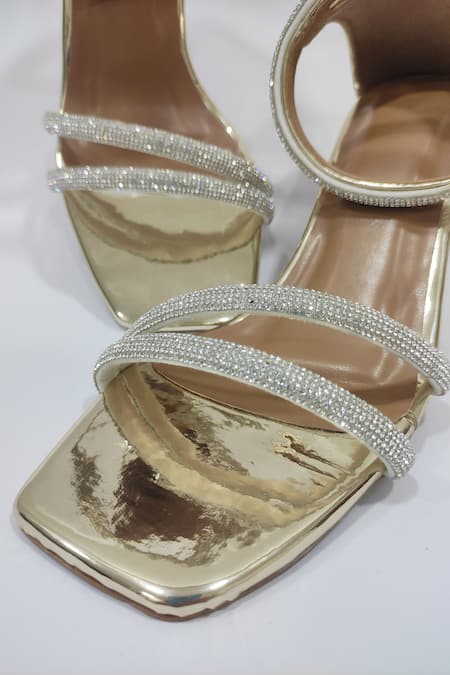 Ciel_Gold Rhinestones Nova Embellished Heels _Online_at_Aza_Fashions