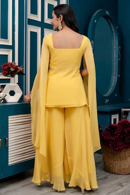 Kohsh Sequin Chevron Embroidered Peplum Kurti With Palazzo 