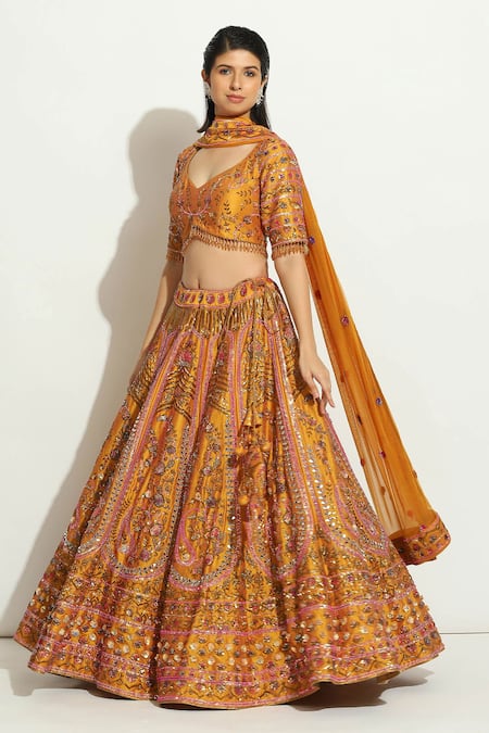 Vandana Sethi Zardozi Embroidered Blouse Bridal Lehenga Set 