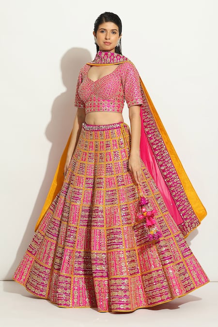 Vandana Sethi Gota Patti Embroidered Bridal Lehenga Set 