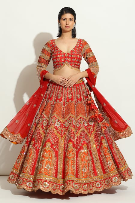 Vandana Sethi Zardozi Work Blouse Bridal Lehenga Set 