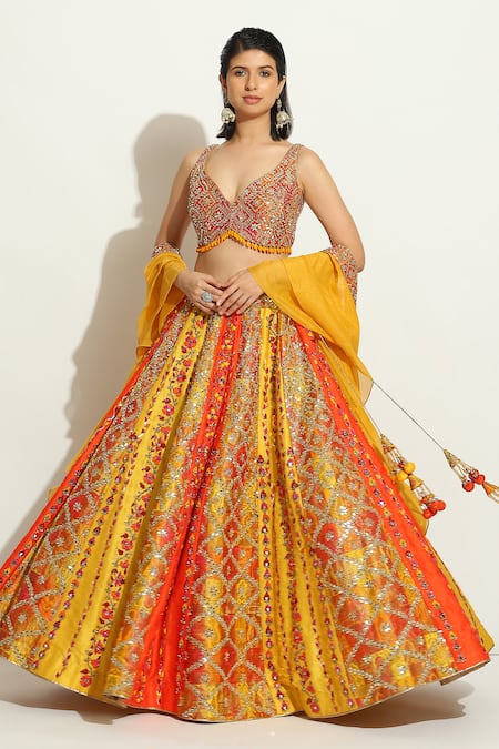 Vandana Sethi Sequin Embroidered Bridal Lehenga Set 