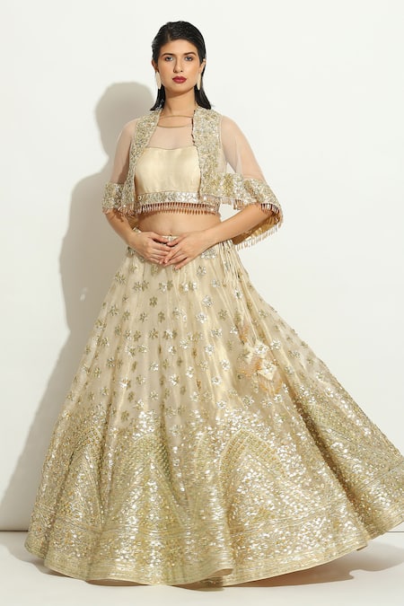 Vandana Sethi Gota Embroidered Lehenga Cape Set 