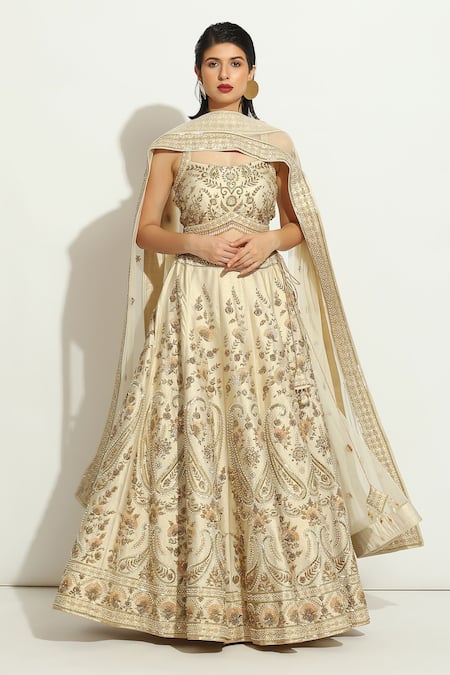 Vandana Sethi Zardozi Embroidered Paisley Bridal Lehenga Set 