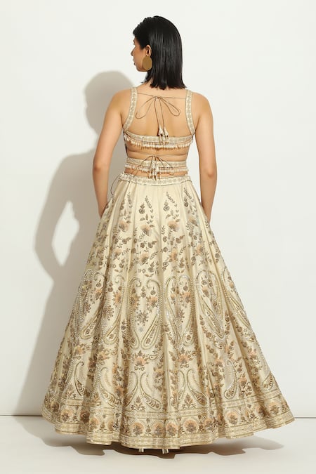 Vandana Sethi Zardozi Embroidered Paisley Bridal Lehenga Set 