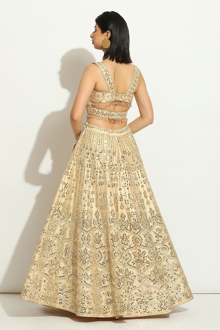 Vandana Sethi Mirrorwork Floral Jaal Lehenga Set 