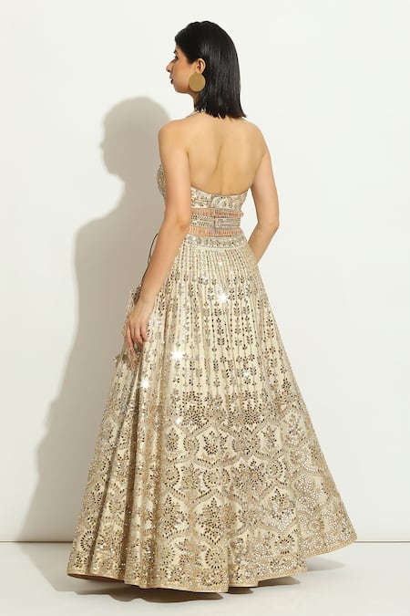 Vandana Sethi Mirrorwork Floral Jaal Embellished Lehenga Set 