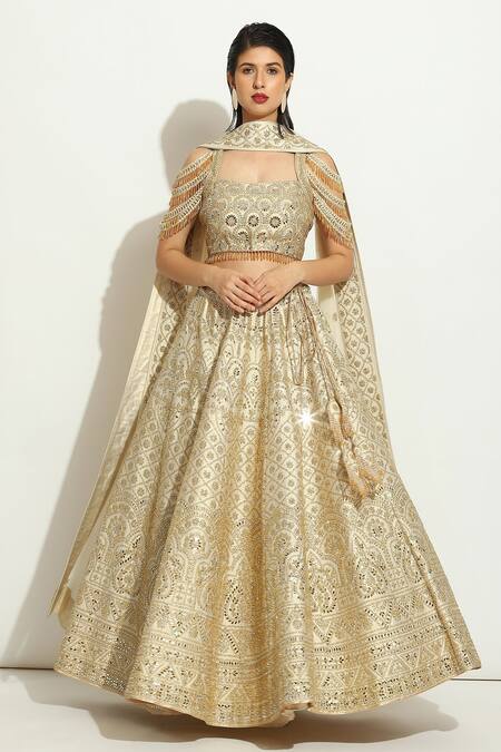 Vandana Sethi Floral Jaal Mirrorwork Embellished Lehenga Set 