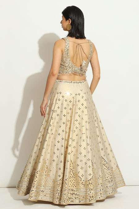 Vandana Sethi Mirrorwork Scalloped Pattern Lehenga Set 