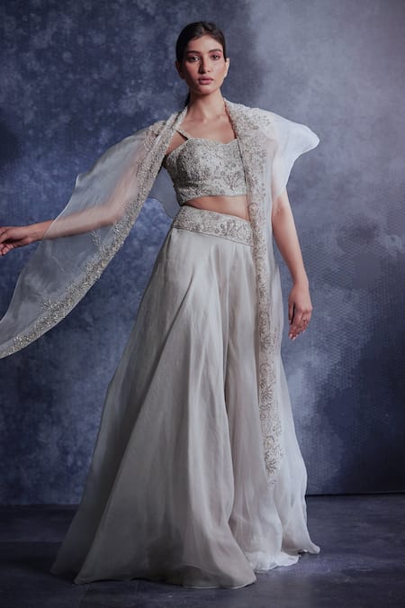 Varun Chakkilam Embroidered Jacket Flared Skirt Set 