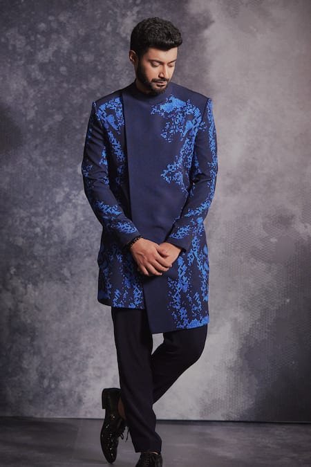 Varun Chakkilam Abstract Pixel Print Sherwani Set 