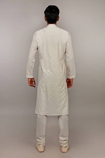 Shop Vanshik White Kurta Churidar Cotton Embroidered Set at Aza Fashions Shop_Vanshik_White Kurta Churidar Cotton Embroidered Set _at_Aza_Fashions