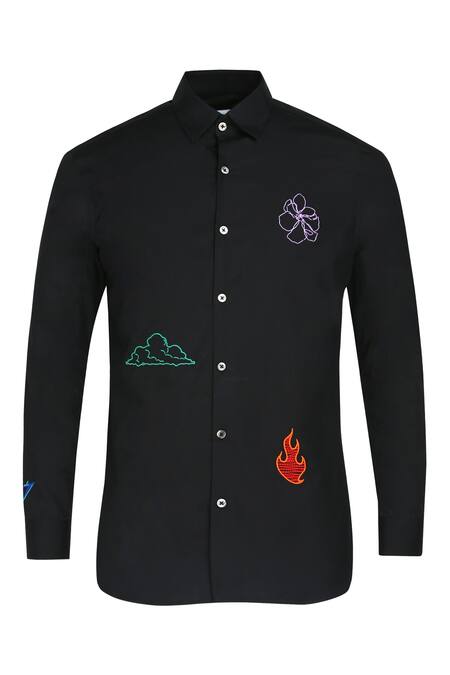 Shop Noonoo Black Giza Cotton Slim-fit Shirt Online at Aza Fashions Shop_Noonoo_Black Giza Cotton Slim-fit Shirt _Online_at_Aza_Fashions