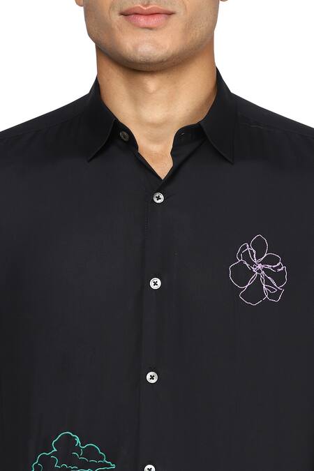 Noonoo Black Giza Cotton Slim-fit Shirt at Aza Fashions Noonoo_Black Giza Cotton Slim-fit Shirt _at_Aza_Fashions