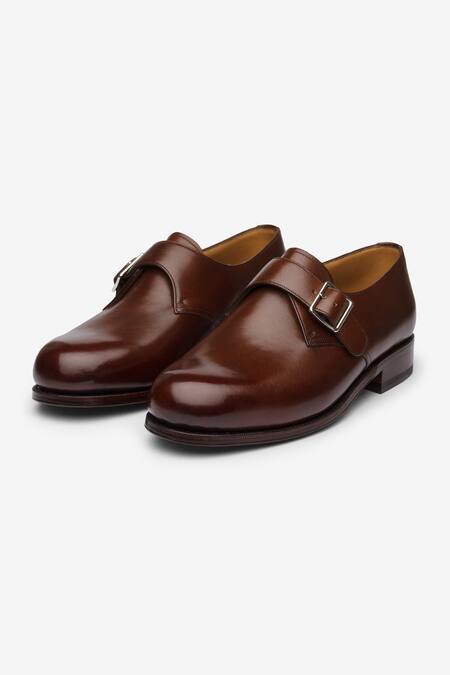 Bridlen_Brown Buckle Detail Monk Shoes_Online_at_Aza_Fashions