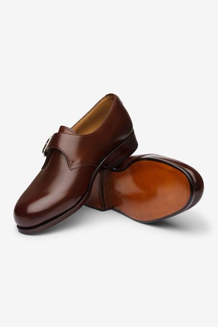 Buy_Bridlen_Brown Buckle Detail Monk Shoes_Online_at_Aza_Fashions
