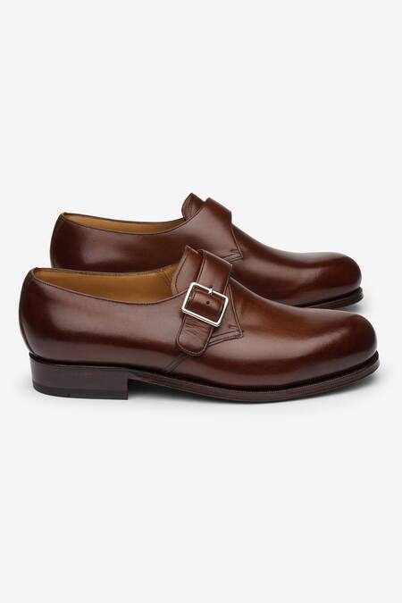 Shop_Bridlen_Brown Buckle Detail Monk Shoes_Online_at_Aza_Fashions
