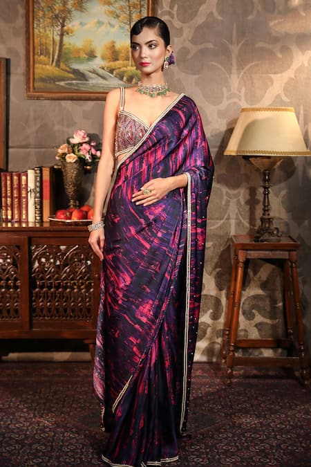 Laxmishriali Abstract Print Saree With Blouse 