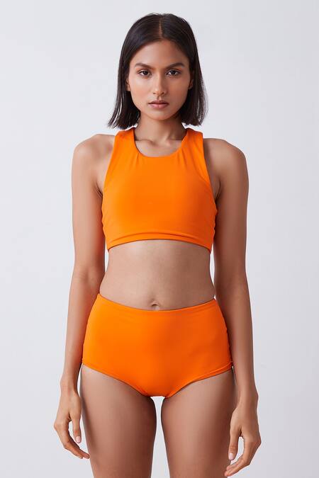 The Summer House_Orange Rose Bikini Top_Online_at_Aza_Fashions