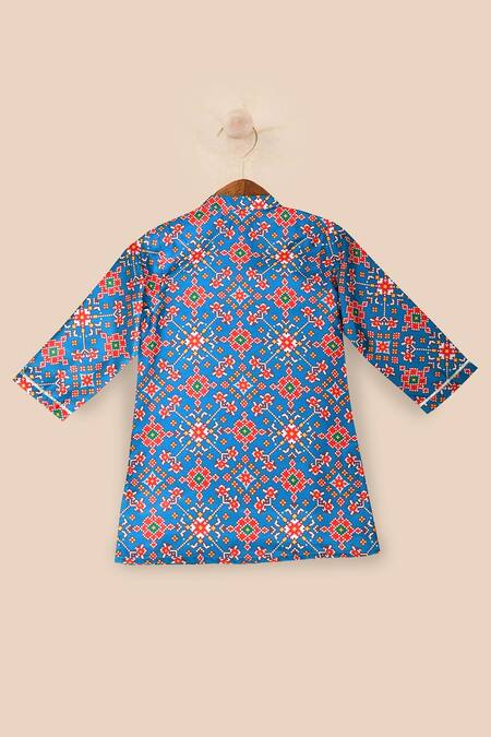 Pankhuri By Priyanka Blue Silk, Cotton Gota Patti Patola Print Kurta Set Online at Aza Fashions Pankhuri By Priyanka_Blue Silk, Cotton Gota Patti Patola Print Kurta Set _Online_at_Aza_Fashions