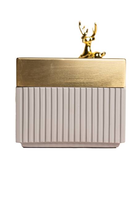 Buy_H2h_Grey Polyresin And Metal Deer Tissue Box_Online_at_Aza_Fashions