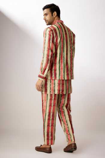 Nadima Saqib Watercolor Stripe Bundi Kurta Set 