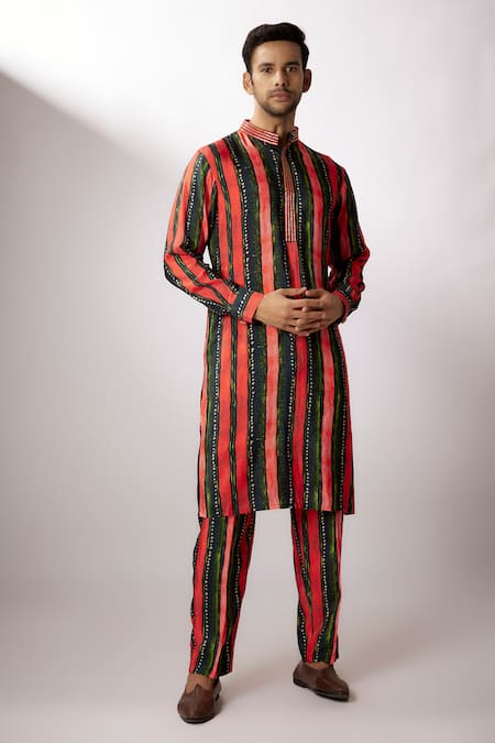 Nadima Saqib Stripe Print Kurta With Pant 