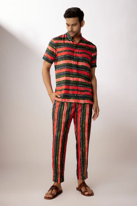 Nadima Saqib Stripe Print Shirt With Pant 