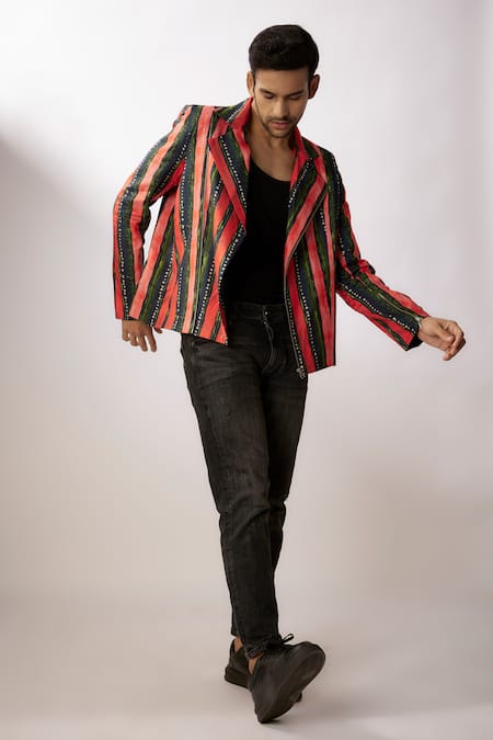 Nadima Saqib Stripe Print Jacket 