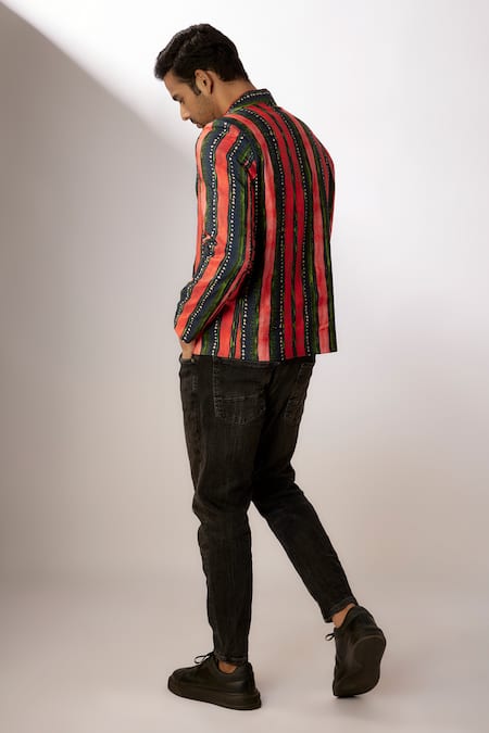 Nadima Saqib Stripe Print Jacket 
